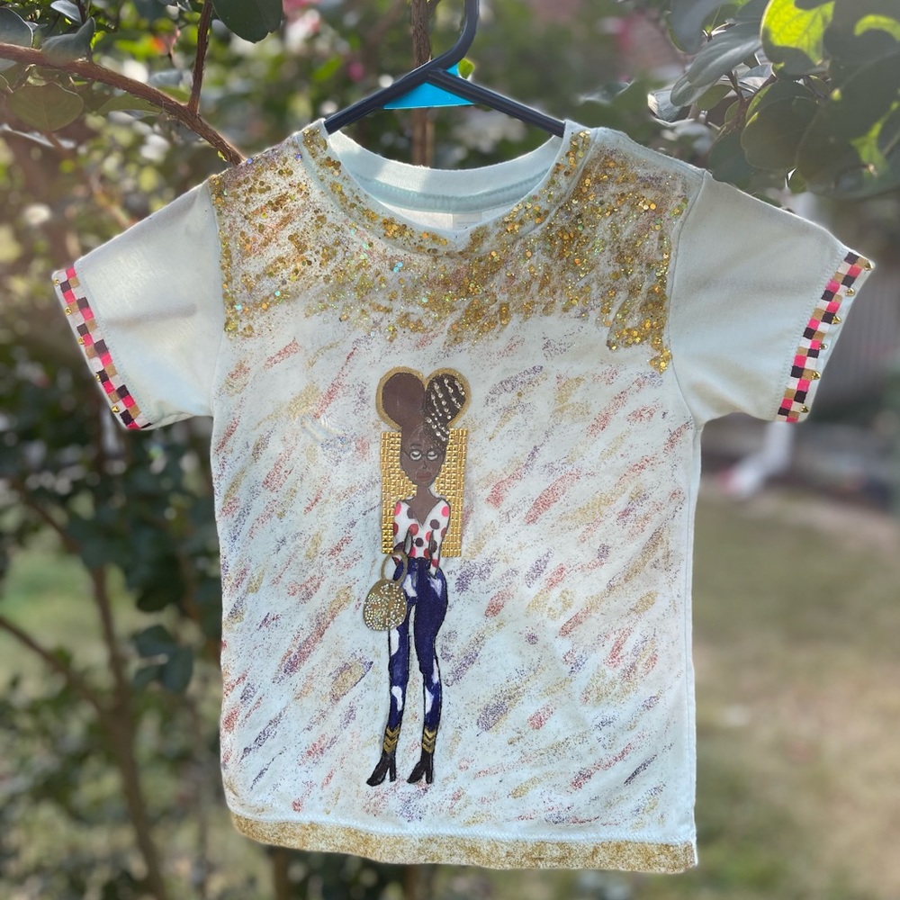 Independent woman glitter sparkle paint me rhinestone short sleeve shirt
